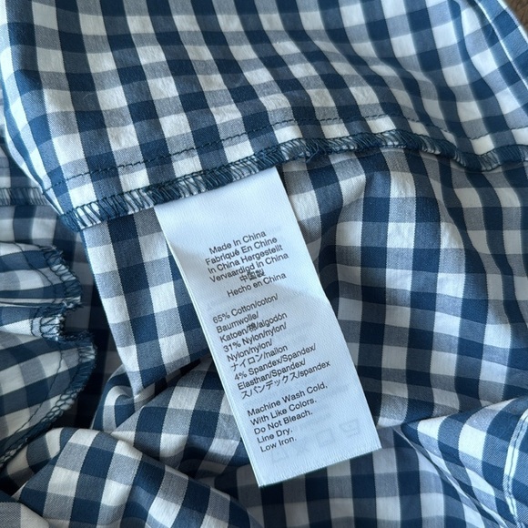 Universal Standard for J Crew Poplin Drop Waist Dress Gingham Blue White - Picture 6 of 9